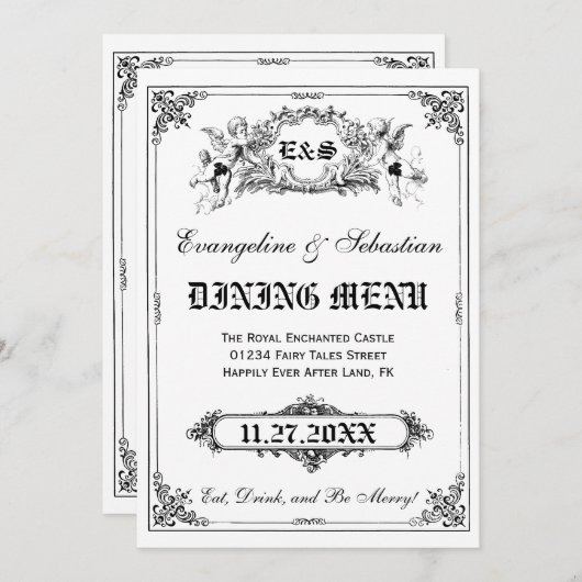 おとぎ話ストーリーブック結婚のメニューカード メニュー (正面/裏面)