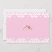 おとぎ話スワンピンクフローラ&レース1歳の誕生日 招待状 (裏面)