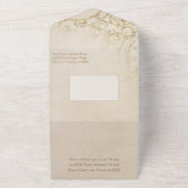 おとぎ話テーマキャッスルキャリッジ金ゴールドヴィンテージ オールインワン招待状 (外側)