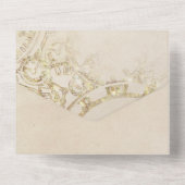 おとぎ話テーマキャッスルキャリッジ金ゴールドヴィンテージ オールインワン招待状 (裏面)