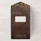 おとぎ話テーマ金ゴールドキャッスルオンヴィンテージレザー オールインワン招待状 (外側)