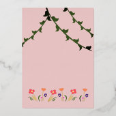 おとぎ話ドアガールバースデーパーティー金ゴールド 箔招待状 (裏面)