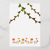 おとぎ話ドアガールバースデーパーティー金ゴールド 箔招待状 (裏面)