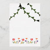 おとぎ話ドアガールバースデーパーティー金ゴールド 箔招待状 (裏面)