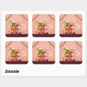 おとぎ話ドアフラワースケッチガールバースデーパーティー スクエアシール (シート)