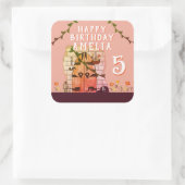 おとぎ話ドアフラワースケッチガールバースデーパーティー スクエアシール (バッグ)