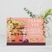 おとぎ話ドアフラワースケッチガール誕生日 サンキューカード (スタンド正面)