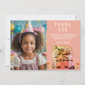 おとぎ話ドアフラワースケッチ誕生日写真 サンキューカード (正面)