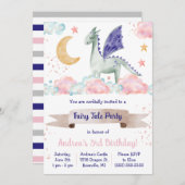 おとぎ話ドラゴンをテーマにした誕生日パーティー 招待状 (正面/裏面)