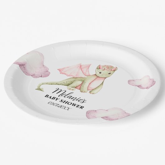 おとぎ話ドラゴンベビーシャワー ペーパープレート (アングル)