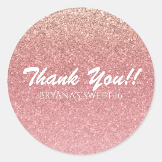 おとぎ話ピンクのグリッタースウィート16パーティー好意 ラウンドシール (正面)
