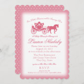 おとぎ話ピンクの赤ちゃんシャワー 招待状 (正面/裏面)