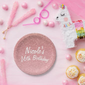 おとぎ話ピンクグリッタースウィート16誕生日パーティー ペーパープレート (パーティー)