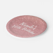 おとぎ話ピンクグリッタースウィート16誕生日パーティー ペーパープレート (アングル)