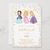 おとぎ話ピンクグリッターパーティーカード 招待状 (正面)
