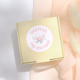 おとぎ話ピンクフラワーガールバースデーパーティー ラウンドシール