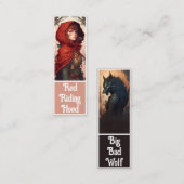 おとぎ話ファンタジーレッドライディングフード&ウルフブックマーク スキニー名刺 (正面/裏面)