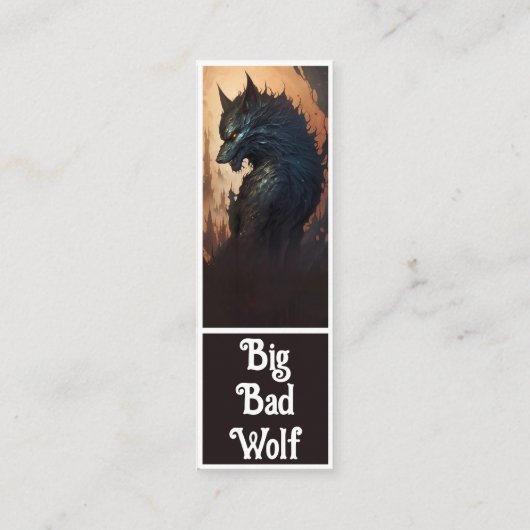 おとぎ話ファンタジーレッドライディングフード&ウルフブックマーク スキニー名刺 (裏面)