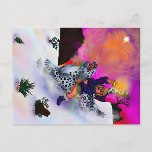 おとぎ話ファンタジー希望の光の冬の夢アート シーズンポストカード (正面)