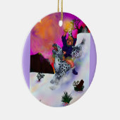 おとぎ話ファンタジー希望の光の冬の夢アート セラミックオーナメント (右)