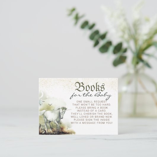 おとぎ話ファンタジー赤ちゃんシャワー本リクエスト エンクロージャーカード (スタンド正面)