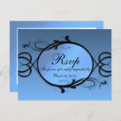 おとぎ話ブルーメニューRSVP p インビテーションポストカード (正面/裏面)