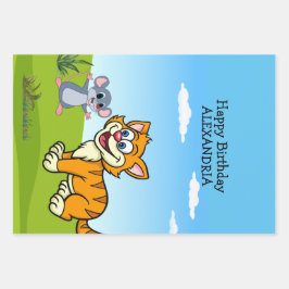 おとぎ話プッシーキャットファブロンドンクイーンビジットおもしろい ラッピングペーパーシート