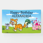 おとぎ話プッシーキャットファブロンドンクイーンビジットおもしろい 横断幕 (横)