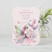 おとぎ話プリンセスピンクガールのパーティー1st誕生日 招待状 (スタンド正面)