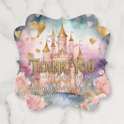 おとぎ話プリンセスベイビーシャワーありがとう フェイバータグ (正面)
