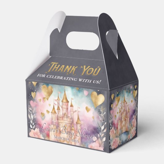 おとぎ話プリンセスベイビーシャワーありがとう フェイバーボックス (裏面サイド)