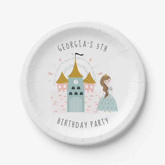 おとぎ話プリンセス誕生日パーティー紙プレート ペーパープレート (正面)