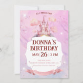 おとぎ話プリンセス誕生日パーティー 招待状 (正面)