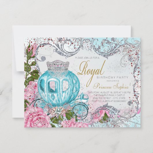 おとぎ話プリンセス誕生日パーティー 招待状 (正面)