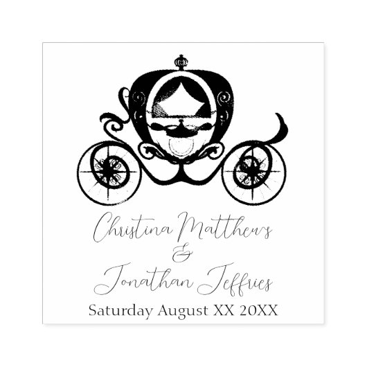 おとぎ話プリンセス馬車と名前をカスタムする ラバースタンプ (インプリント)