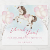 おとぎ話ベビーポニーピンクバルーン星ありがとう スパークリングワインラベル (シングルラベル)