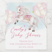 おとぎ話ベビーポニーピンクバルーン星シャワーウィン ワインラベル (シングルラベル)