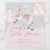 おとぎ話ベビーポニーピンクバルーン星シャワーウィン ワインラベル (シングルラベル)