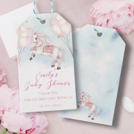 おとぎ話ベビーポニーピンクバルーン星シャワー ギフトタグ