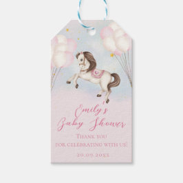 おとぎ話ベビーポニーピンクバルーン星シャワー ギフトタグ