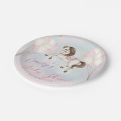 おとぎ話ベビーポニーピンクバルーン星シャワー ペーパープレート (アングル)