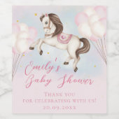 おとぎ話ベビーポニーピンクバルーン星シャワー ワインラベル (シングルラベル)