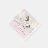 おとぎ話ベビーポニーピンクバルーン星誕生日 スタンダードカクテルナプキン (角)
