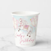 おとぎ話ベビーポニーピンクバルーン星誕生日 紙コップ (正面)