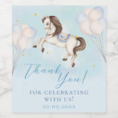 おとぎ話ベビーポニーブルー風船スターサンキューサンキュー ワインラベル (シングルラベル)