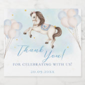 おとぎ話ベビーポニーブルー風船スターサンキュー スパークリングワインラベル (シングルラベル)