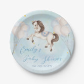 おとぎ話ベビーポニーブルー風船スターシャワー ペーパープレート (正面)