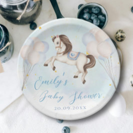 おとぎ話ベビーポニーブルー風船スターシャワー ペーパープレート