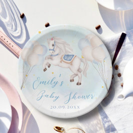 おとぎ話ベビーポニーブルー風船スターシャワー ペーパープレート