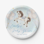 おとぎ話ベビーポニーブルー風船スターシャワー ペーパープレート (正面)